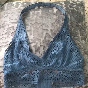 Blue halter neck bralette